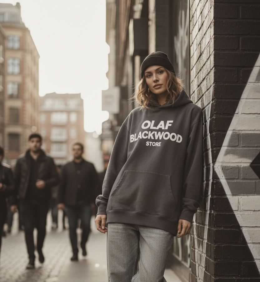Trendy Model in Olaf Blackwood Hoodie